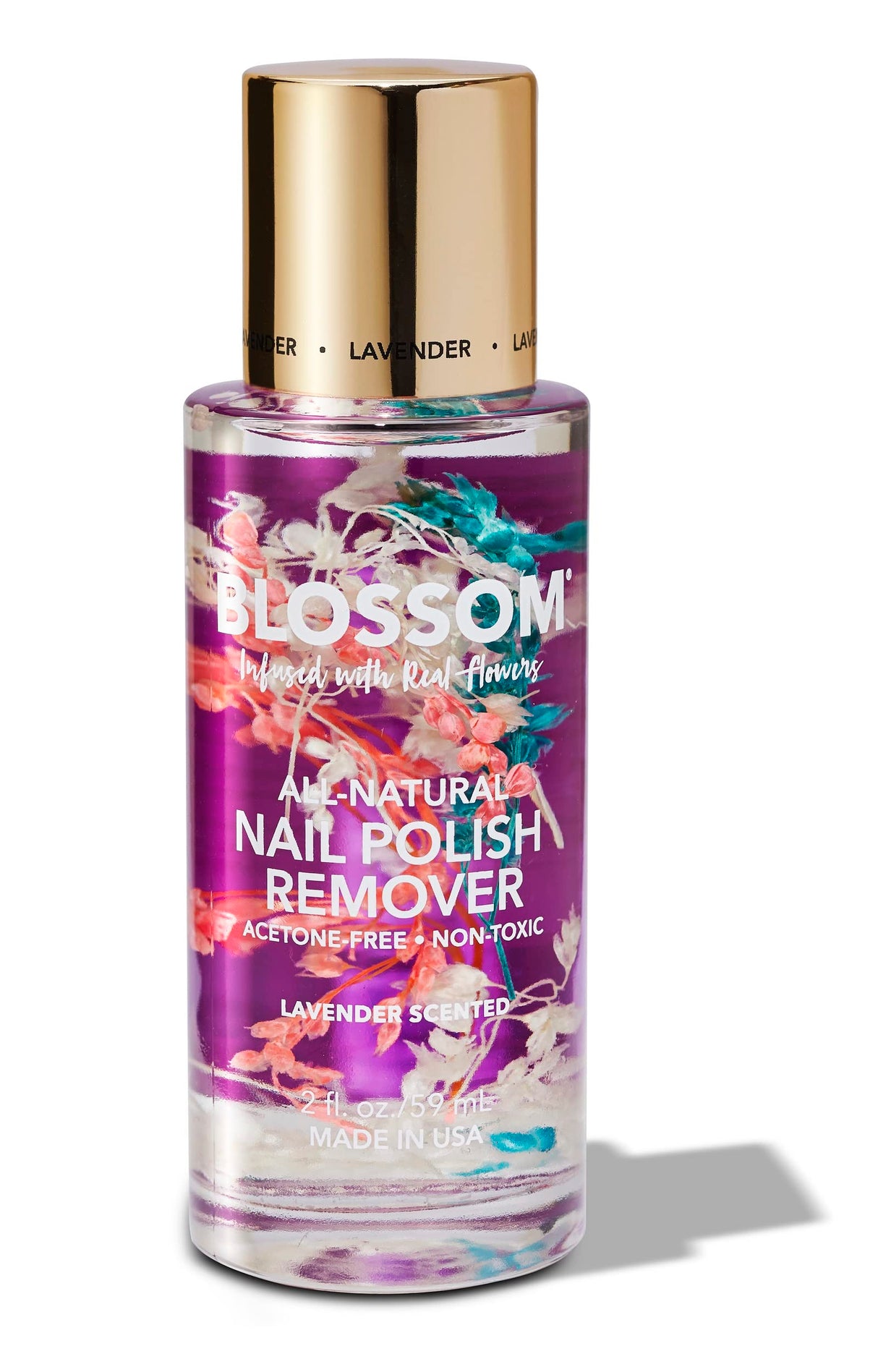 Blossom All Natural Acetone Free Nail Polish Remover, Scented, Organic Plant-Based, Vegan, Cruelty Free, Infused with Real Flowers, 2 fl. oz., Spring Bouquet