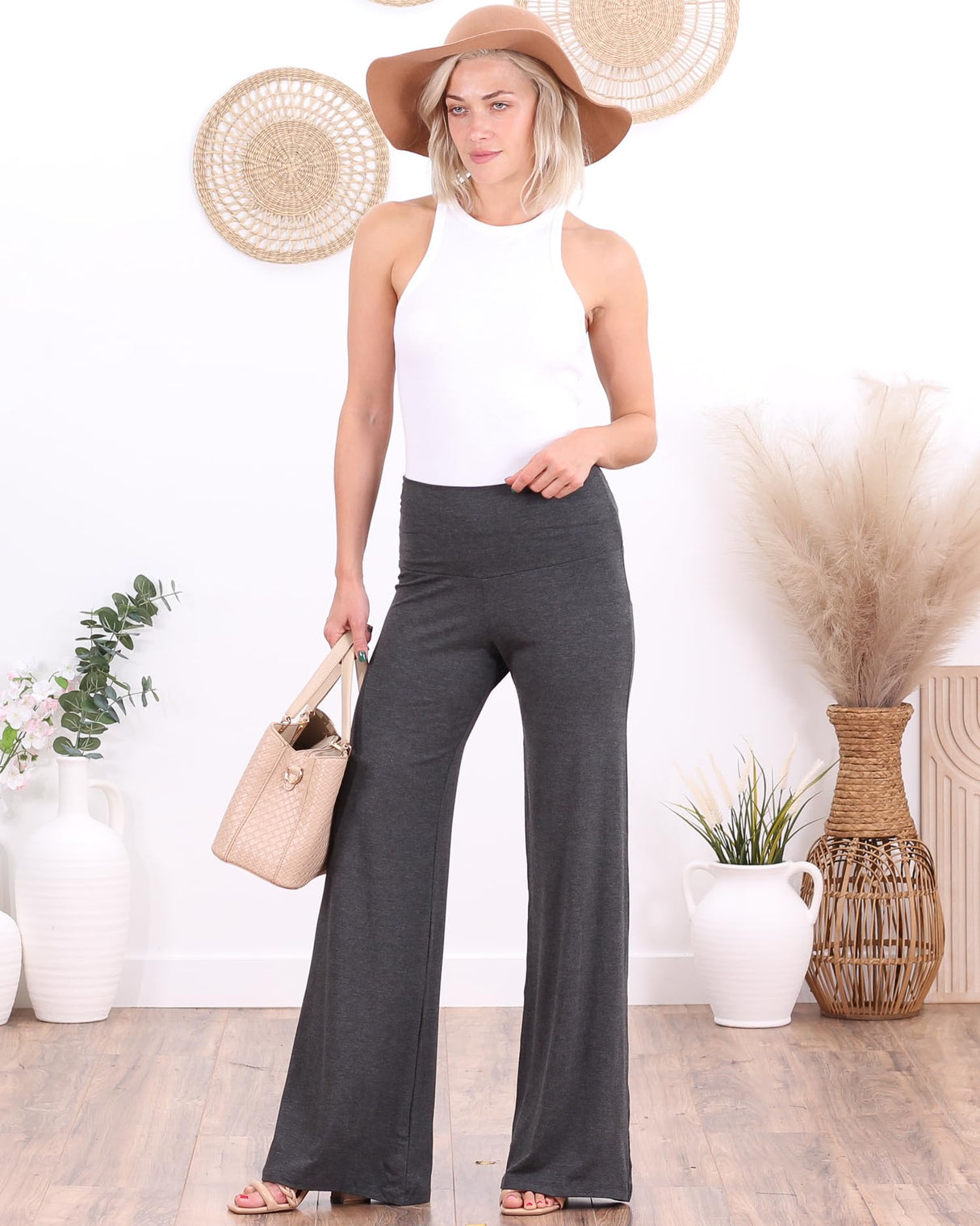 Popana Palazzo Pants for Women Casual Summer Wide Leg Beach Pants Plus Size Made in USA