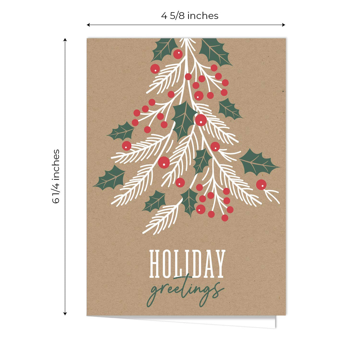 Painted Kraft Style Holiday Cards / 24 Modern Christmas Note Cards With White Envelopes / 4 5/8" x 6 1/4" Illustrated Faux Kraft Greeting Cards / 6 Cheery Winter Designs/Made In The USA