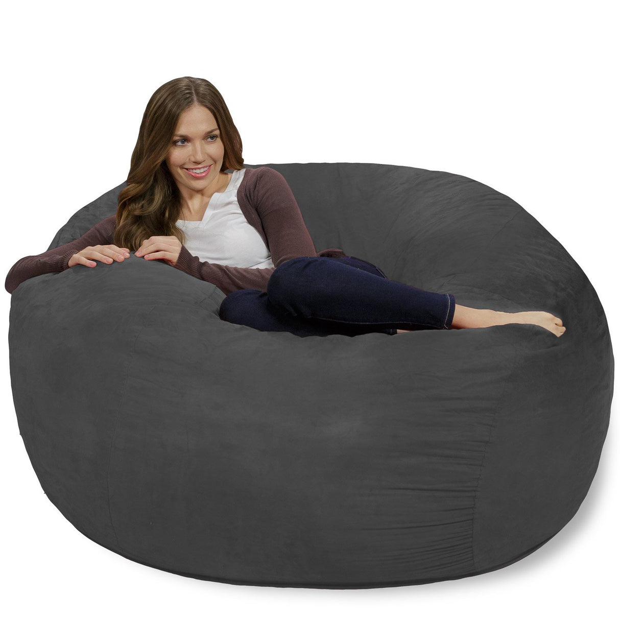 Chill Sack Bean Bag Chair: Giant 4' Memory Foam Furniture Bean Bag - Big Sofa with Soft Micro Fiber Cover - Black