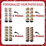 Custom Face Socks with Photo Novelty Crew Socks, Personalized Red Hearts Unisex Crew Sock Gifts for Men Women Made in USA