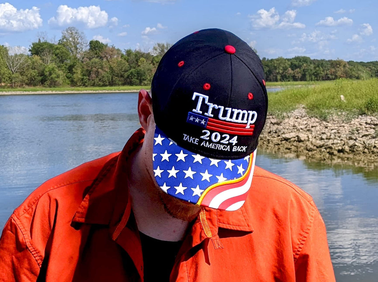 Made in USA Trump 2024 Hat Baseball Cap - Take America Flag 3 * 5 FT - MAGA Adjustable Trucker Cap for Men Women - Made in USA Black