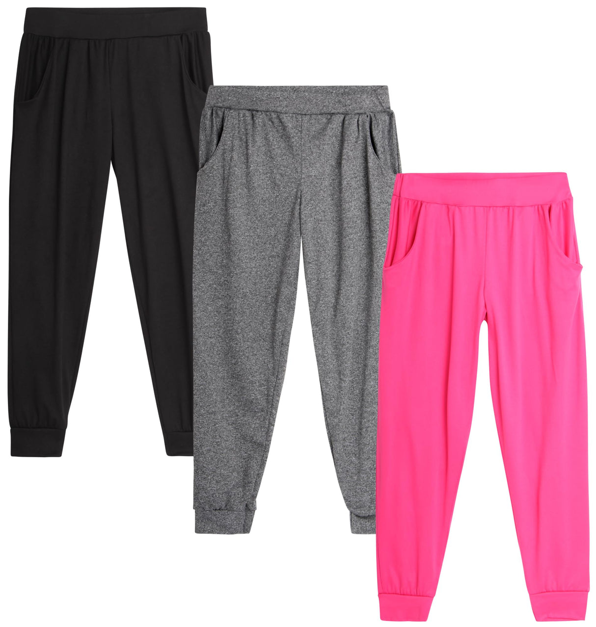 Sweet Hearts Girls' Sweatpants - 3 Pack Performance Jogger Pants with Pockets - High Waisted Jogger Sweatpants: Made in USA