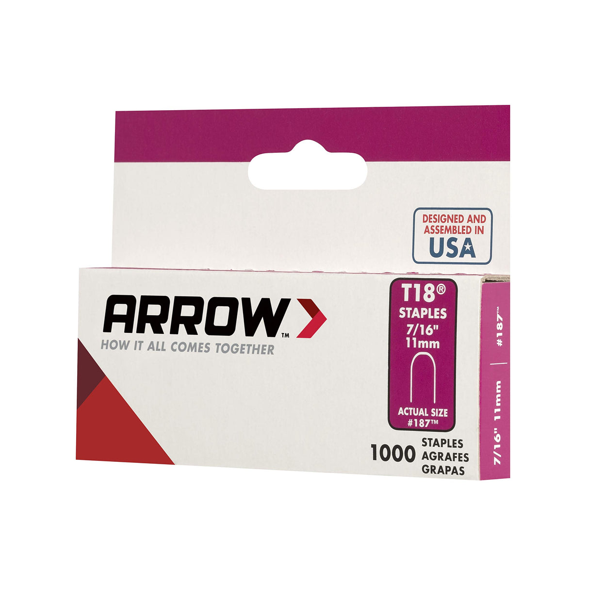 Arrow 186 T18 3/8-Inch Leg Length, 3/16-Inch Crown Size, Staples 1,000 Count, Made in the USA