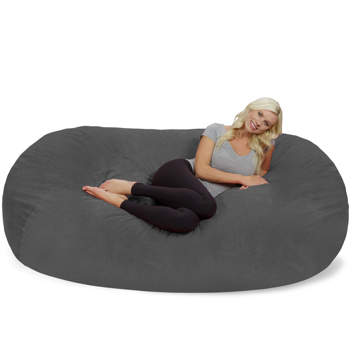 Chill Sack Memory Foam Bean Bag Lounger, 7.5-Feet, Red Furry
