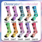 Custom Face Socks with Photo Novelty Crew Socks, Personalized Red Hearts Unisex Crew Sock Gifts for Men Women Made in USA