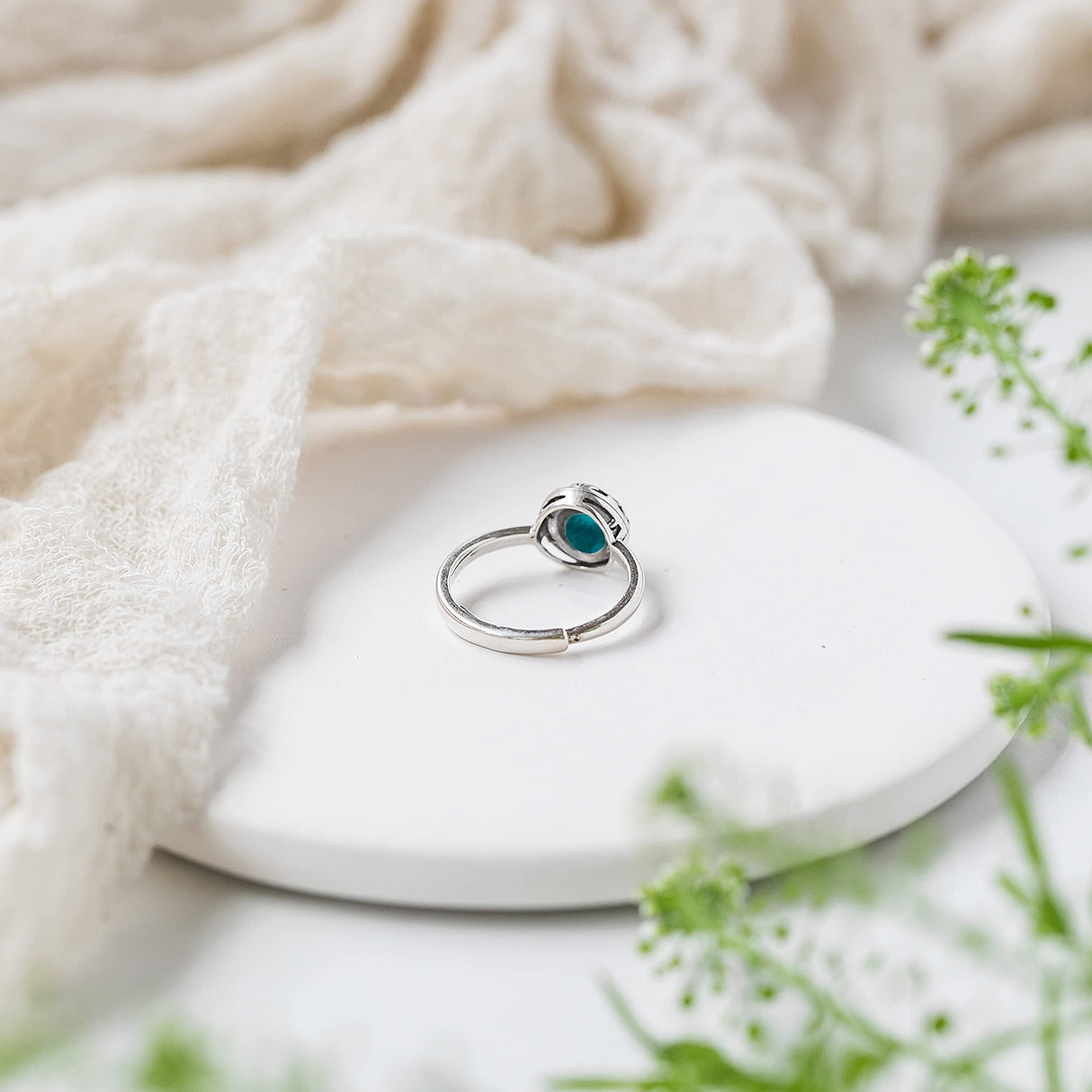 Bottled Up Designs Handmade Vintage Lace Adjustable Ring, Recycled Bottle Glass, Sterling Silver, Eco Friendly, Made in USA, Birthday Gifts, Mothers Day, Women, Anniversary (Mason Jar (Aqua))