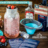 Brewing America Mason Jar Cold Brew Coffee Maker Infuser: Made in USA Wide Mouth Mason Jar with Screw Top Pour and Drinking Lid, Stainless Steel Filter - Coffee, Tea, Alcohol - 2 Quart 64 oz Blue Lid