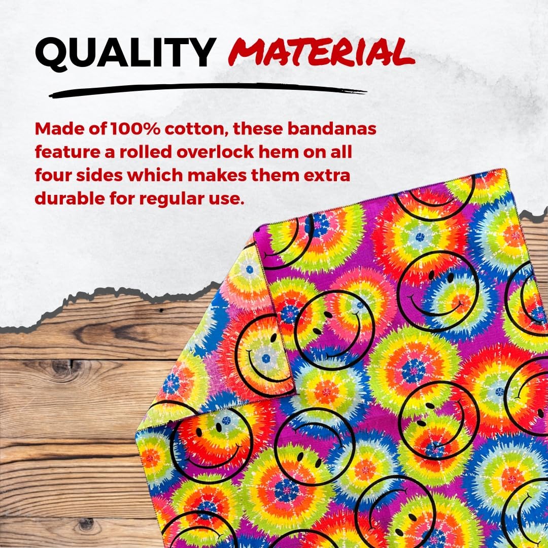 B53 100% Cotton Paisley Bandanas Made in the USA - Stylish Headband, Handkerchief, Scarf - 21 inch x 21 inch