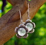 Bottled Up Designs Handmade Bloom Once More Earrings, Recycled Vintage Glass, Sterling Silver, Eco Friendly, Made in USA, Birthday Gifts, Mothers Day, Women, Anniversary (Olive Wine Bottle)