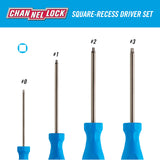 CHANNELLOCK R030H #0 x 3-inch Professional Square Recess Screwdriver, Magnetic Tip, Made in USA, Molded Tri-Lobe Grip