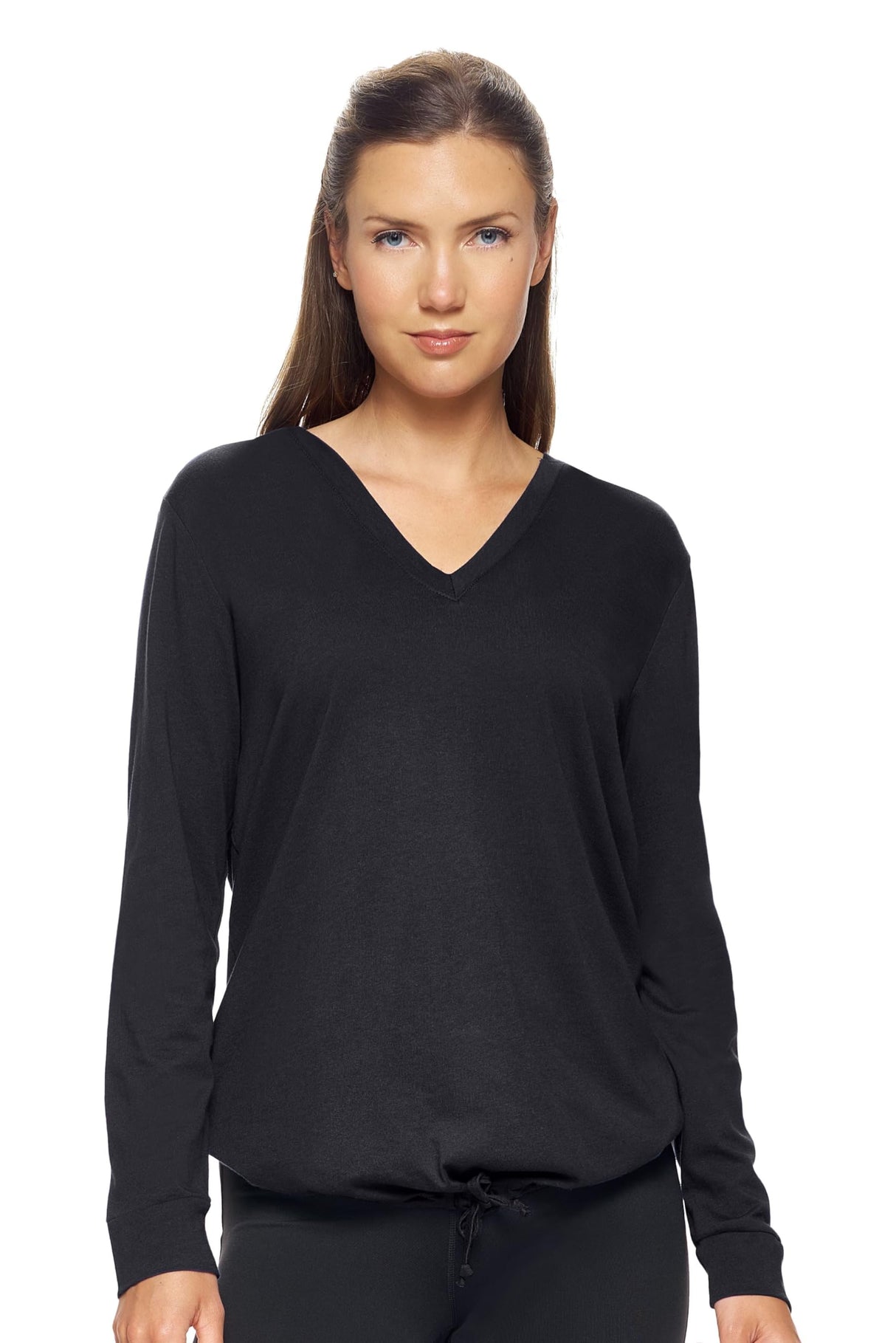 Expert Brand USA-Made Women's Lenzing Modal Soft Casual MoCA V-Neck Cinch Plant-Based Hoodie