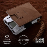 Dango Slim Minimalist Wallet for Men - RFID Blocking - Leather- Bifold, Rawhide/Raw Aluminum