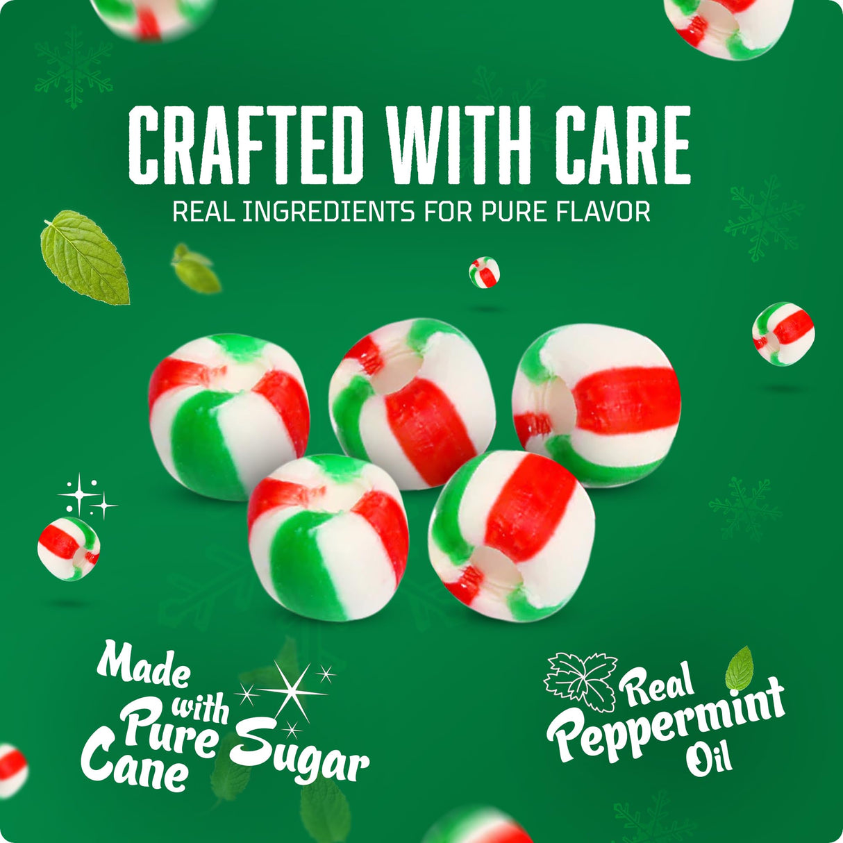 Stewart Christmas Holiday Mix - Red & Green Striped Soft Peppermint Puffs, Festive Peppermint Candy | Individually Wrapped Christmas Candy Bulk Pack [2lb Bag] - Perfect for Holiday Bowls - Made in USA