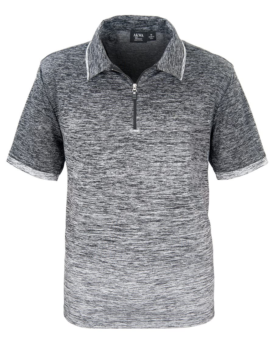 Akwa Men's Short Sleeve Dry Wicking 1/4 Zip Ombre Polo Made in USA