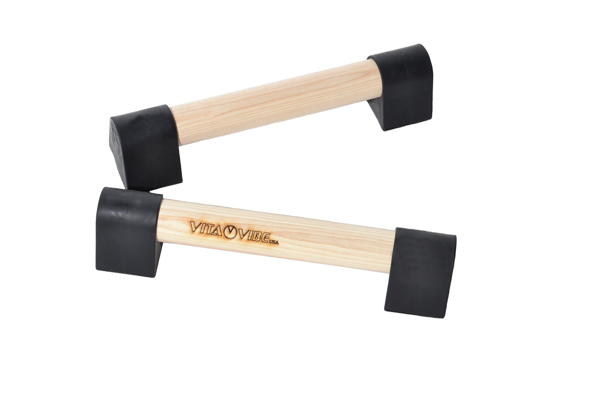 Vita Vibe - Ultra Portable Mini Ash Wood Parallettes Set - 9 inch - 12 inch - USA Made