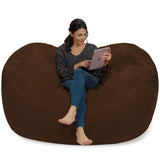 Chill Sack Bean Bag Chair: Huge 6' Memory Foam Furniture Bag and Large Lounger - Big Sofa with Soft Micro Fiber Cover - Red Furry