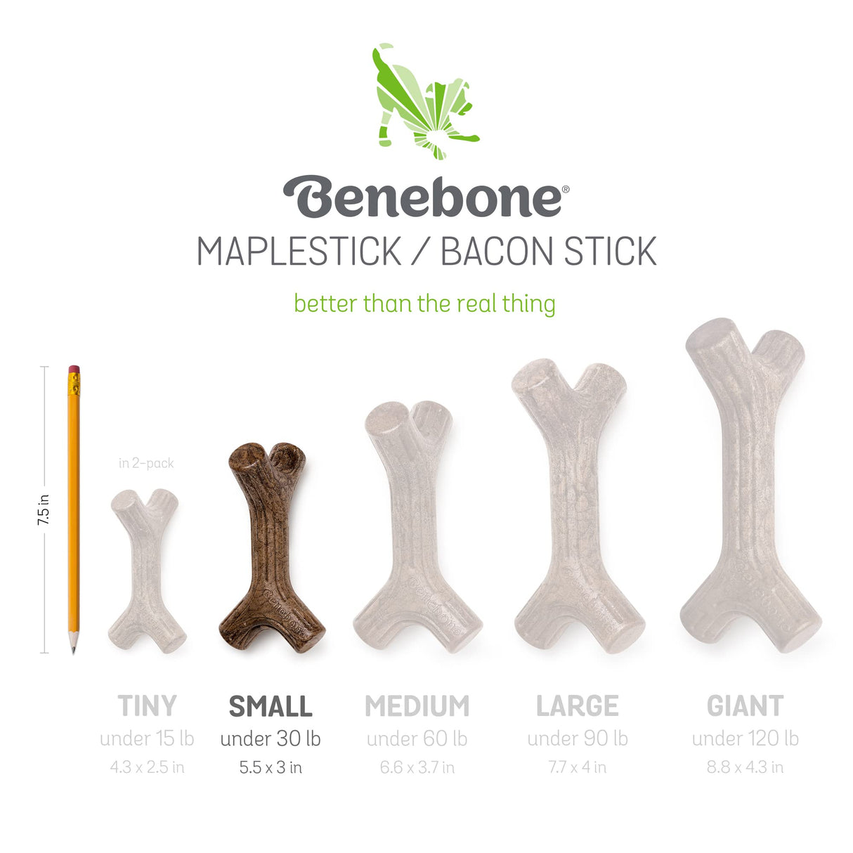 Benebone 2-pack Wishbone/Dental Durable Dog Chew Toys, Dog Toys for Aggressive Chewers, Real Bacon, Made in USA, Medium