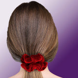 Velvet Scrunchies 3-Pack Gift Set Premium Plush Ponytail Holder Made in the USA Burgundy Forest Black