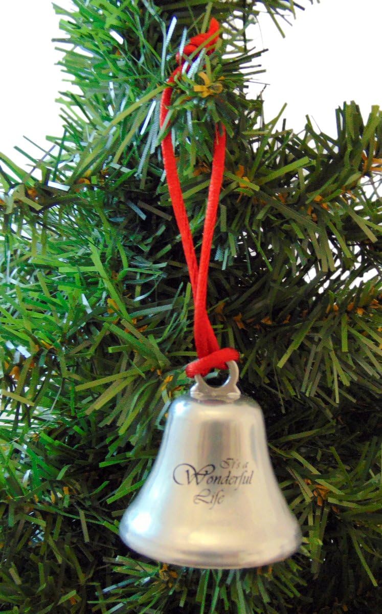 It's A Wonderful Life Christmas Ornament Bell on Ribbon Gift Boxed Movie Souvenir Steel Metal Keepsake Decoration Made in The USA