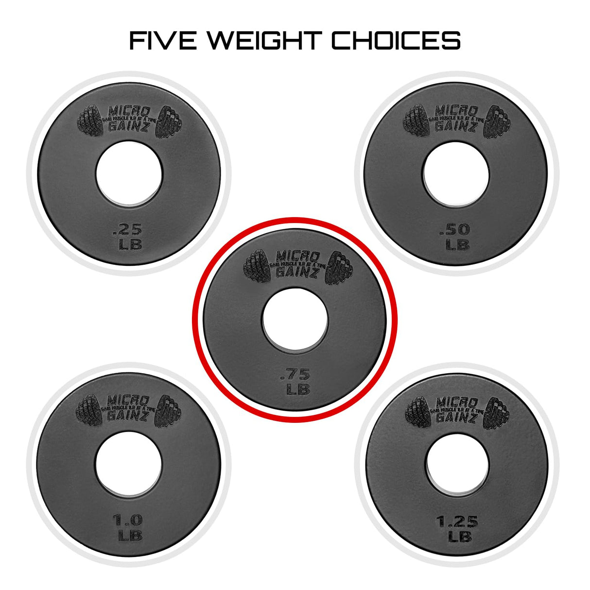 Micro Gainz Standard 1-Inch Center Hole Weight Plates, Set of 2 Black Fractional Plates Choose Set (.25LB-1.25LB), Designed for Standard 1-inch Barbells & Dumbbells, Made In USA