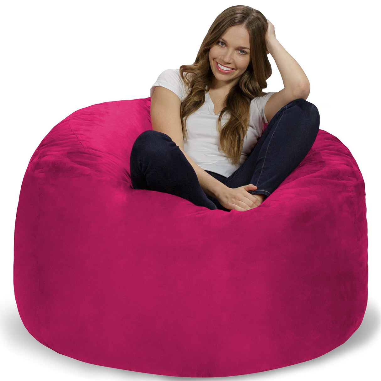 Chill Sack Bean Bag Chair: Giant 4' Memory Foam Furniture Bean Bag - Big Sofa with Soft Micro Fiber Cover - Black
