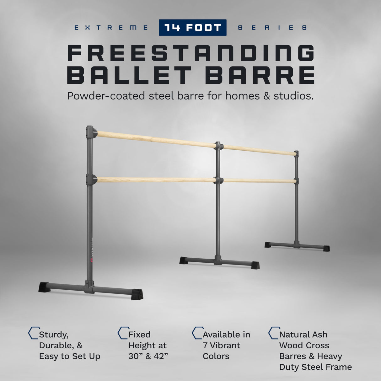 VITA Barre Portable Freestanding Double Ballet Barre, Extreme, Wood | Fixed Height, Made in USA, Home or Gym Exercise Equipment for Kids & Adults | Dance, Fitness, Pilates
