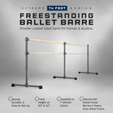 VITA Barre Portable Freestanding Double Ballet Barre, Extreme, Wood | Fixed Height, Made in USA, Home or Gym Exercise Equipment for Kids & Adults | Dance, Fitness, Pilates