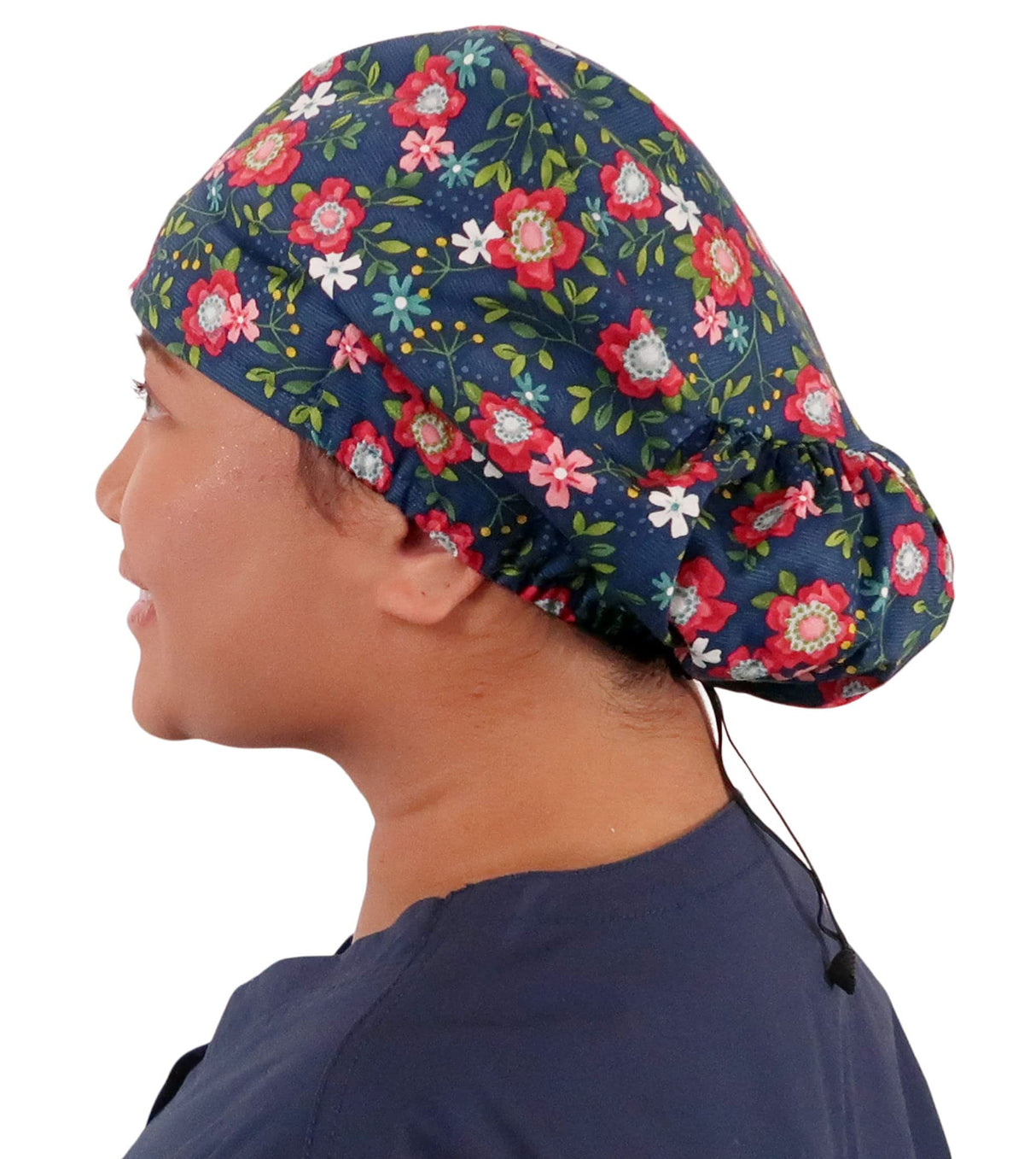 Sparkling EARTH Riley Medical Scrub Caps with Flat Front and Roomy Back - Adjustable Cord Lock Closure - Made in The USA!