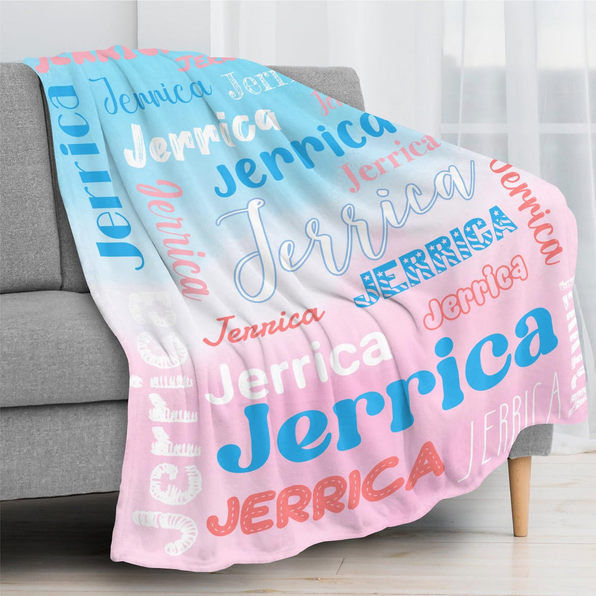 Custom Blanket with Name, Soft Cozy Personalized Name Blankets for Kids, Girls, Boys, Adults, Customized Christmas Blanket for Women, Men, Newborn, New Mom, Red Colors, Made in USA
