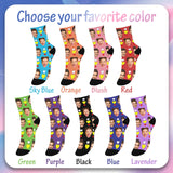 Custom Face Socks with Photo Novelty Crew Socks, Personalized Red Hearts Unisex Crew Sock Gifts for Men Women Made in USA