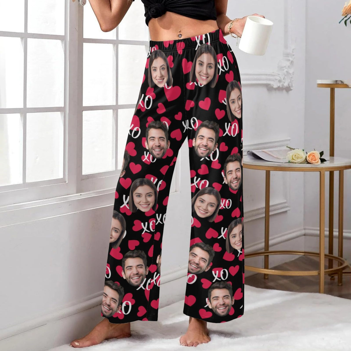 Custom Pajamas Pants with Photo for Men Women:Made in USA Personalized Pajama Trousers,Gifts for Wife Husband