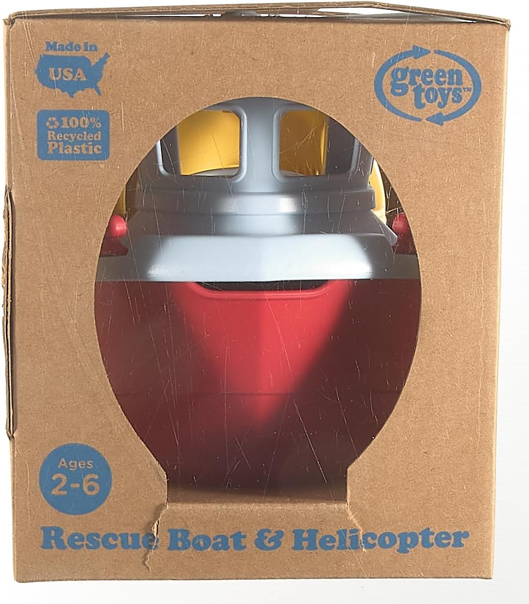 Green Toys Rescue Boat with Helicopter Red, 1 EA