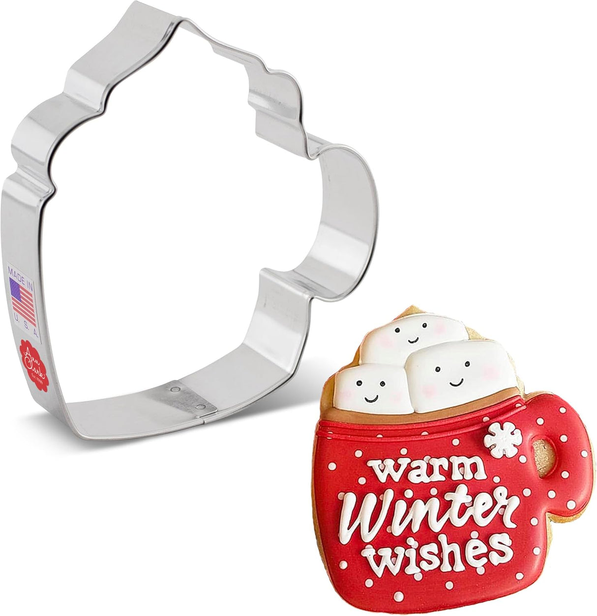 Coffee Mug Cookie Cutter, 4" Made in USA by Ann Clark