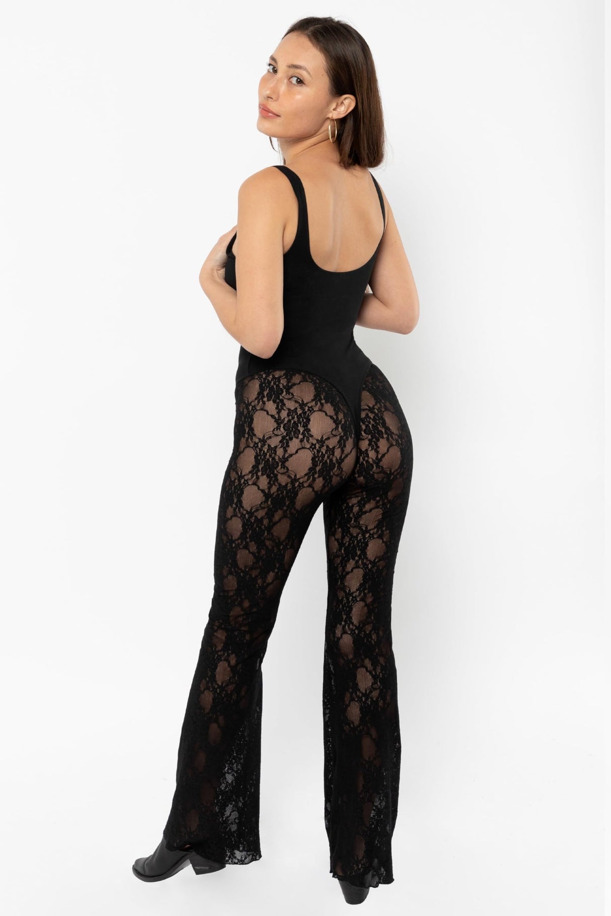 Los Angeles Apparel Floral Lace Flare Leggings