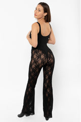 Los Angeles Apparel Floral Lace Flare Leggings