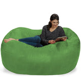Chill Sack Bean Bag Chair: Huge 6' Memory Foam Furniture Bag and Large Lounger - Big Sofa with Soft Micro Fiber Cover - Red Furry