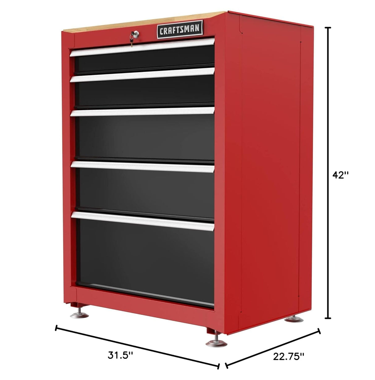 CRAFTSMAN Garage Storage Cabinet, Metal, Freestanding, 5-Drawers (CMST22602RB)