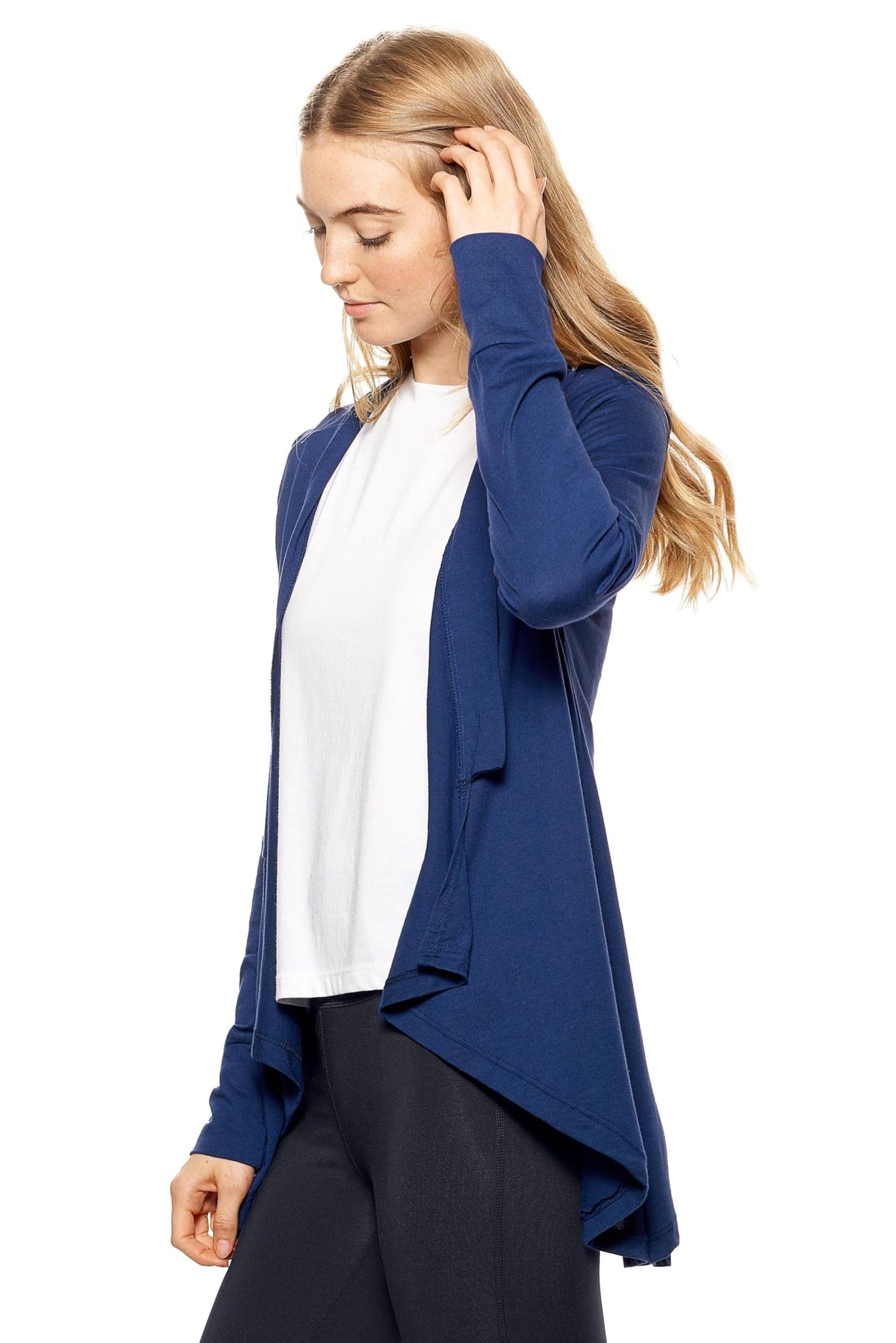 Expert Brand USA-Made Women's MoCA Cotton Blend Front Drape Cardigan