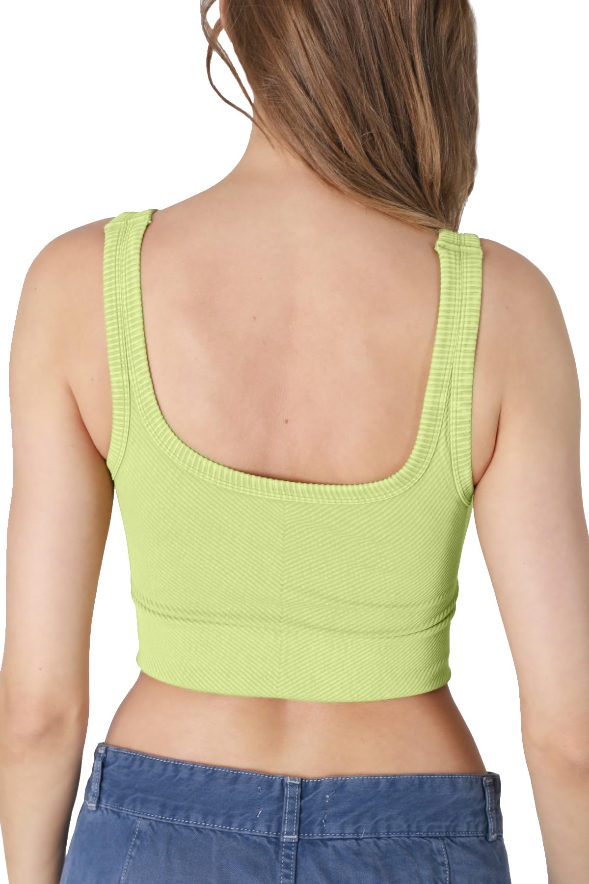 NIKIBIKI Women Seamless Vintage Chevron Ribbed Crop Top, Made in U.S.A, One Size