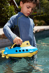 Green Toys Submarine in Yellow & blue - BPA Free, Phthalate Free, Bath Toy with Spinning Rear Propeller. Safe Toys for Toddlers, Babies