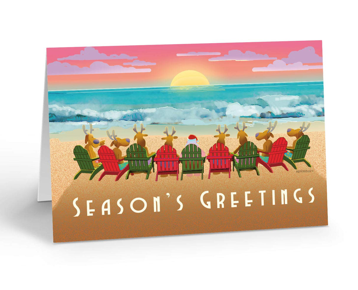 Stonehouse Collection Beach Sunset Christmas Card 18 Cards & 19 Envelopes - Beach Christmas Cards - USA Made (Standard)