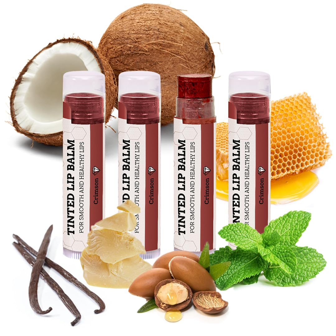 USDA Organic Lip Balm 6-Pack by Earth's Daughter Stocking Stuffers - Fruit Flavors, Beeswax, Coconut Oil, Vitamin E - Best Lip Repair Chapstick for Dry Cracked Lips - Moisturizing Lip Care