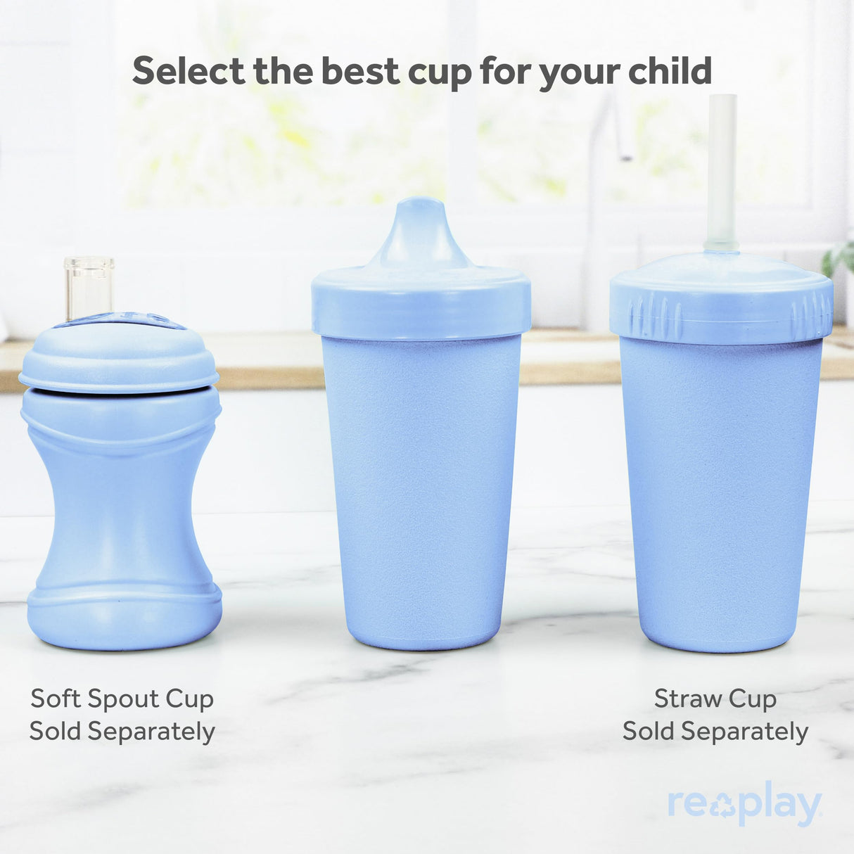 Re-Play Made in USA 10 Oz. Sippy Cups for Toddlers, Pack of 4 - Reusable Spill Proof Cups for Kids, Dishwasher/Microwave Safe - Hard Spout Sippy Cups for Toddlers 3.13" x 6.25", Desert Roses