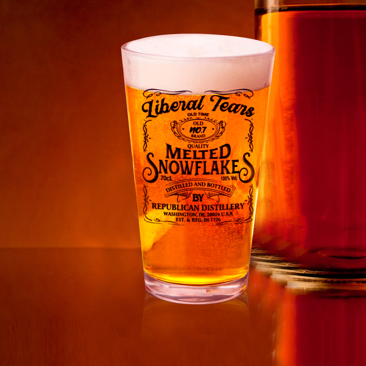 Liberal Tears Melted Snowflake Label Beer Glass | Republican Distillery Est. 1776 | Conservative Gifts For Men | Retirement Gifts for Old Men | Liberal Tears Pint Glass (16 oz)