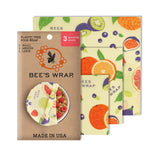 Bee's Wrap Reusable Beeswax Food Wraps Made in The USA, Eco Friendly Beeswax Wraps for Food, Sustainable Food Storage Containers, Organic Cotton Food Wraps, Assorted 3 Pack (S, M, L), Honeycomb