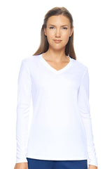 Expert Brand USA-Made Women's Drimax Dry Fit V Neck Athletic Long Sleeve