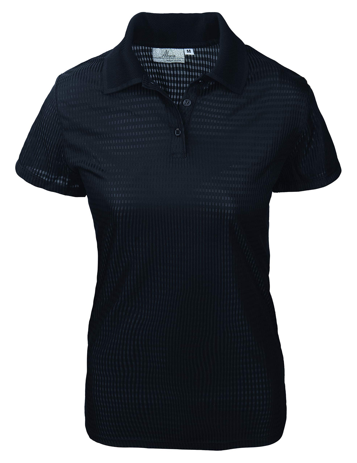 Akwa Made in USA Women's Dry Wicking Polo Shirt with Check Pattern and No-Curl Collar