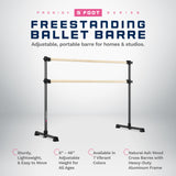 VITA Barre Portable Freestanding Double Ballet Barre, Prodigy, Wood | Adjustable Height, USA Made, Home or Gym Exercise Equipment for Kids & Adults | Dance, Fitness, Pilates