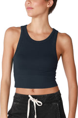 NIKIBIKI Women Seamless Vintage Chevron High Neck Crop Top, Made in U.S.A, One Size